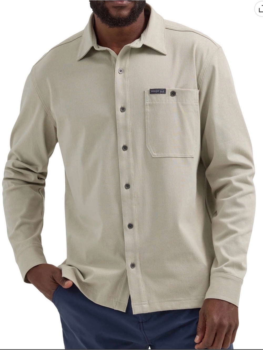 Wrangler ATG Men’s UPF 50+ Button Front Shirt Khaki Long Sleeve Medium NWT